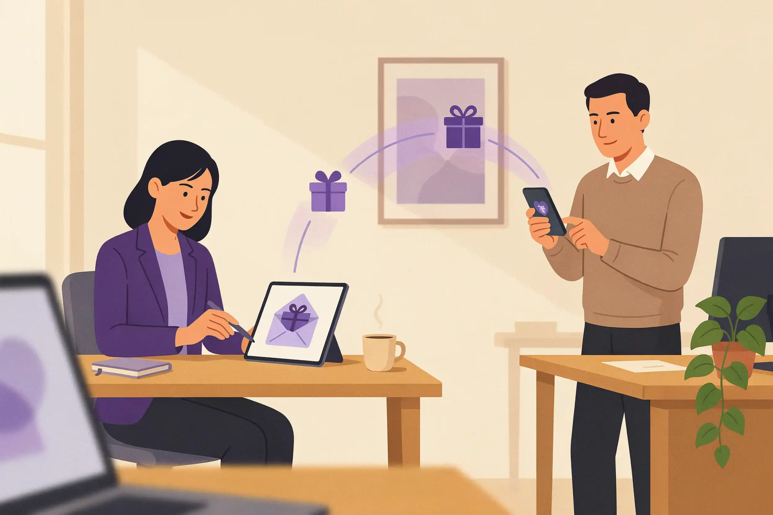 Company sending an on-brand client and partner gift card