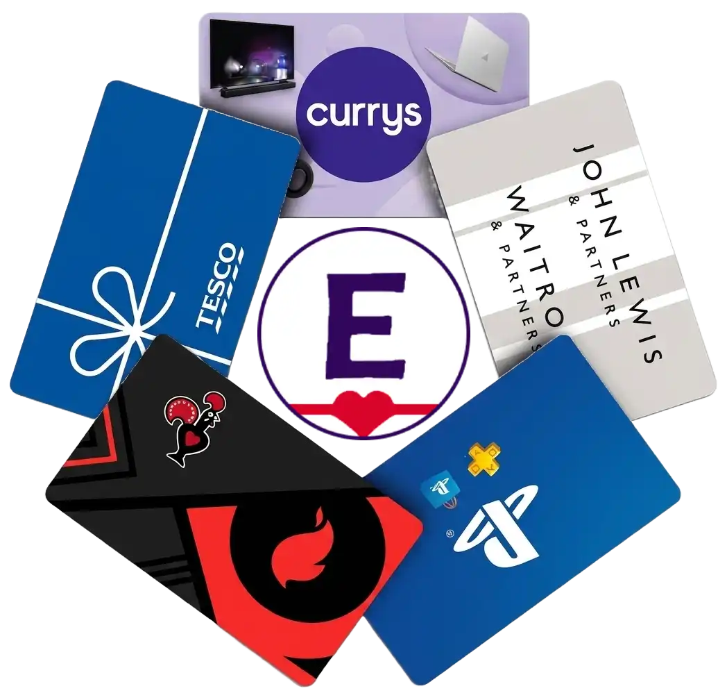 Gift card brands available through ExpressWithACard collection pot